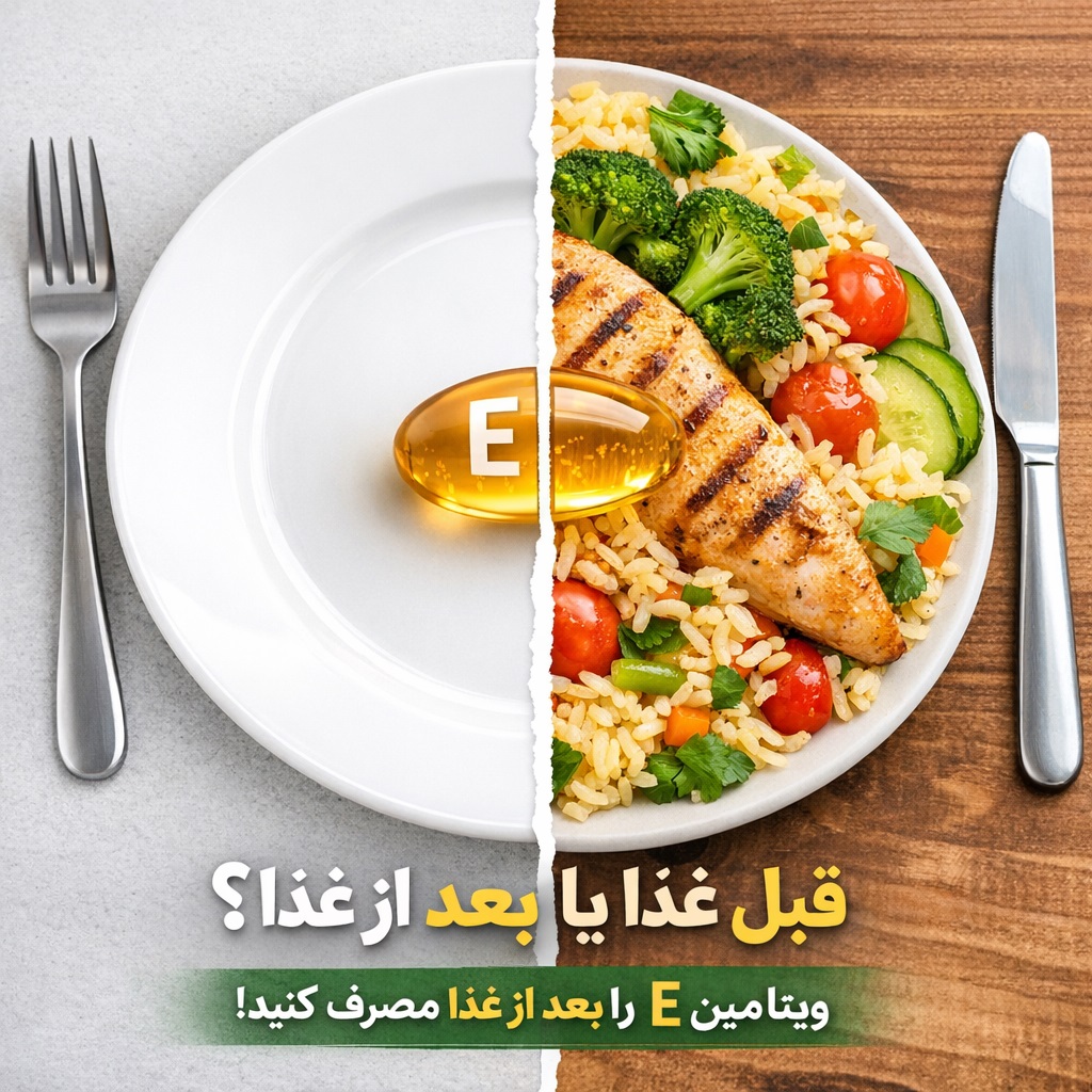 یه سوال داشتم مصرف ویتامین E قبل غذا باشه یا بعدش؟
