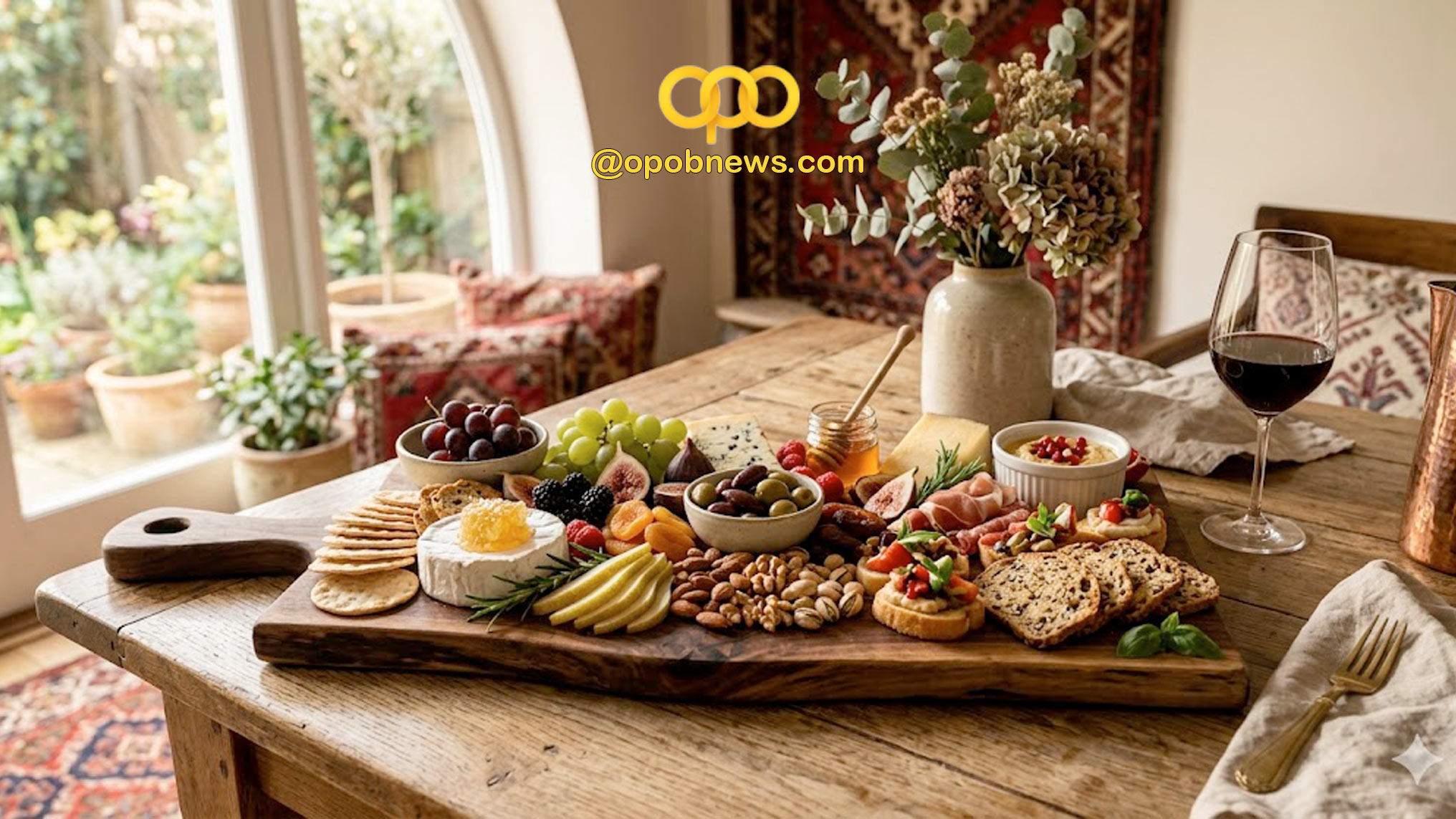 چیدمان تخته سرو چوبی برای پذیرایی