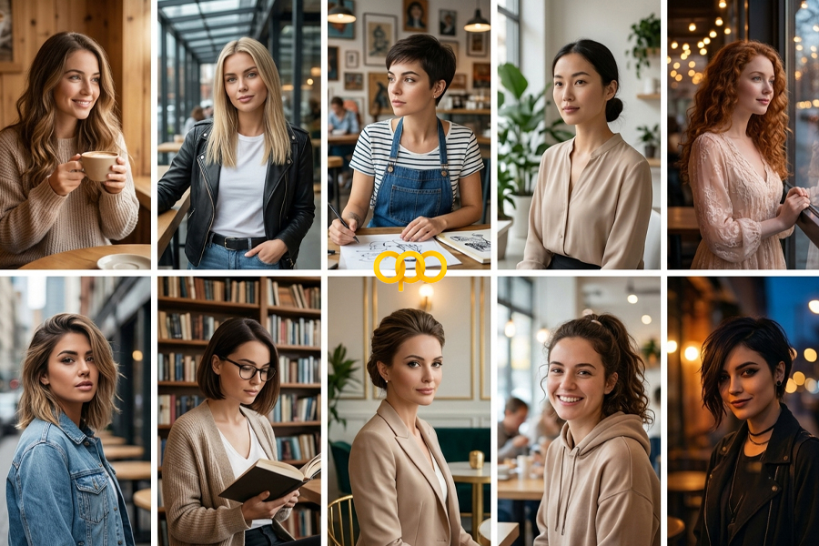 پرامپت عکس پروفایل دخترانه کافهای