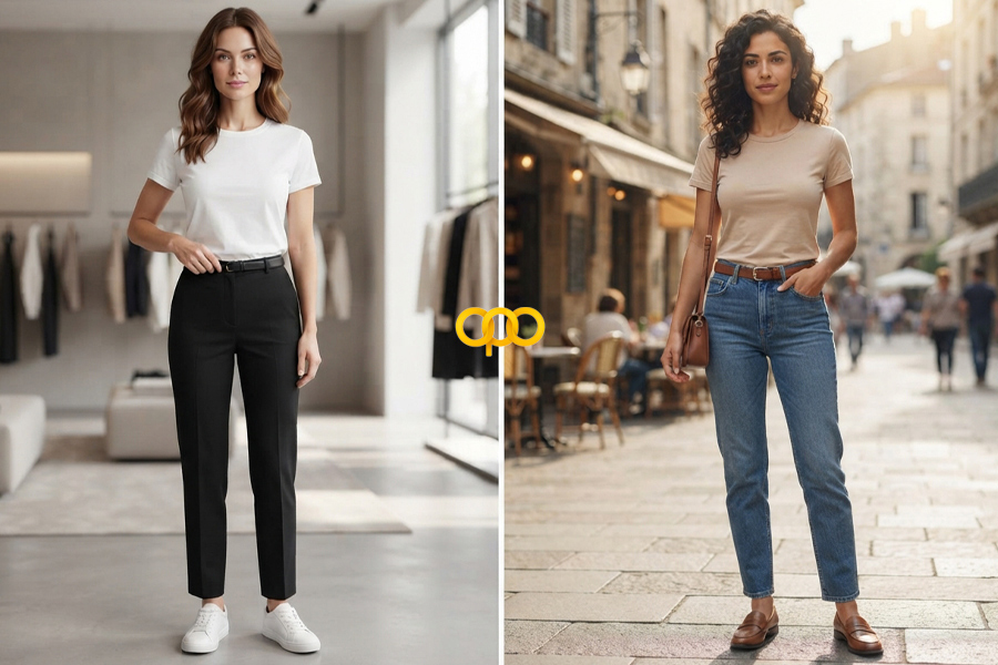 تیشرت با شلوار راسته