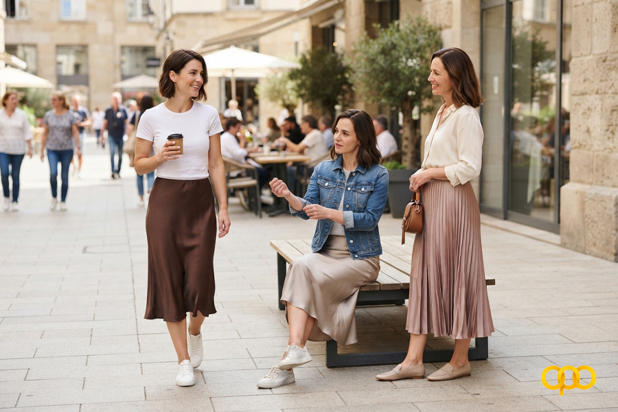 دامن ساتن را چطور روزمره استایل کنیم؟