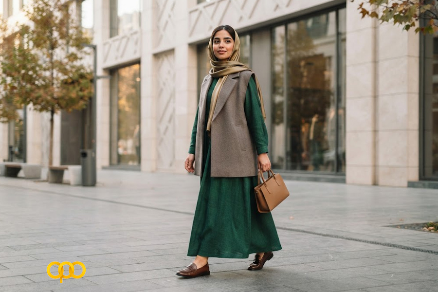 پیراهن ماکسی با جلیقه