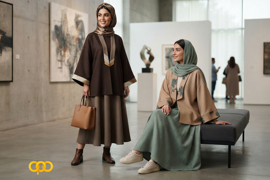 مانتوی کیمونو با دامن کلوش