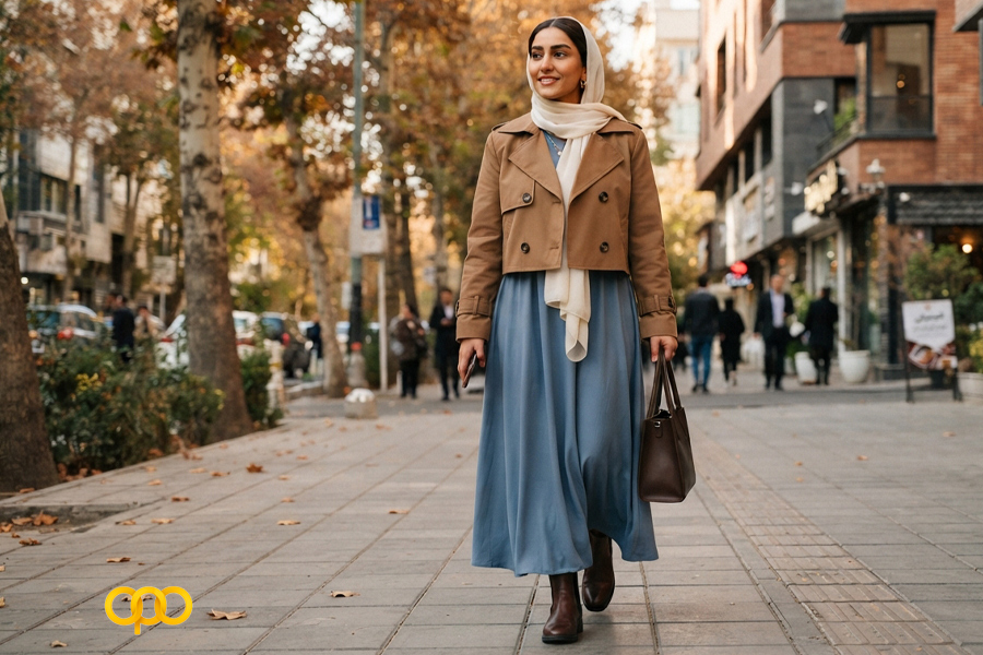 پیراهن بلند با ترنچ‌کت